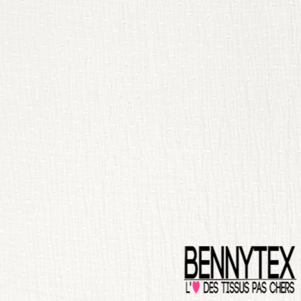 Coton double gaze plumetis blanc optique oeko tex