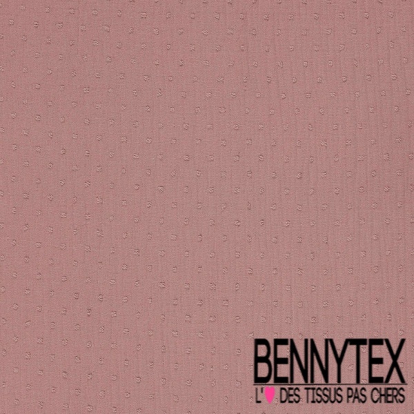 Coton double gaze plumetis vieux rose oeko tex