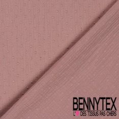 Coton double gaze plumetis vieux rose oeko tex