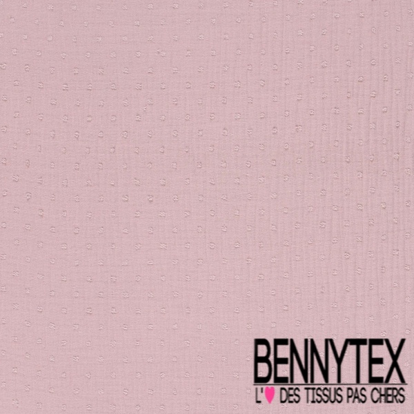 Coton double gaze plumetis rose crayeux oeko tex
