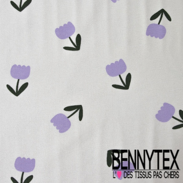 French terry imprimé pomme fond beige chaud oeko tex