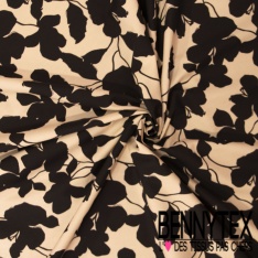 Popeline coton élasthanne motif wax floral fond fantaisie or de pépite blanc optique oeko tex