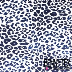 Popeline coton élasthanne motif floral noir fond crème