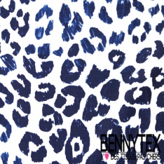 Popeline coton élasthanne motif floral noir fond crème