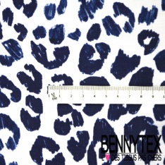 Popeline coton élasthanne motif floral noir fond crème