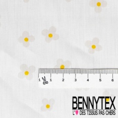 Coupon 3m Popeline coton 120 fils imprimé petite fleur blanche fond rose