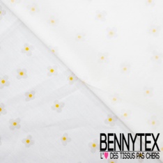 Coupon 3m Popeline coton 120 fils imprimé petite fleur blanche fond rose