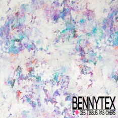 Popeline coton élasthanne 120 fils motif feuillage fleur et nature tropicale ton rose saumon corail