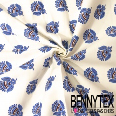 Gabardine de coton élasthanne imprimé grand coût de pinceau noir fond beige pastel