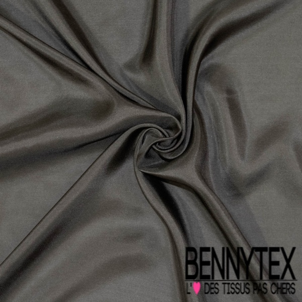Pongé organza de soie uni anthracite charbon