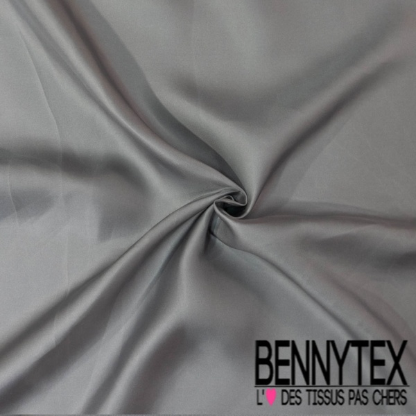 Twill de soie viscose uni gris argent profond