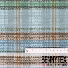 Coton viscose pour chemise bûcheron imprimé grand carreau noir marine sapin rouge bouton d'or