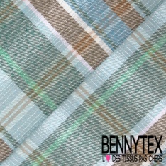 Coton viscose pour chemise bûcheron imprimé grand carreau noir marine sapin rouge bouton d'or