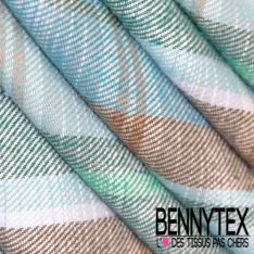 Coton viscose pour chemise bûcheron imprimé grand carreau noir marine sapin rouge bouton d'or