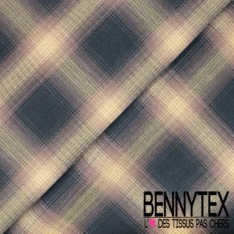 Coton fin tissé teint imprimé carreau fondu orange vif rose crème chocolat