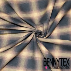 Coton fin tissé teint imprimé carreau fondu orange vif rose crème chocolat