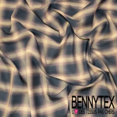 Coton fin tissé teint imprimé carreau fondu orange vif rose crème chocolat