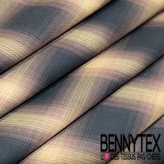 Coton fin tissé teint imprimé carreau fondu orange vif rose crème chocolat