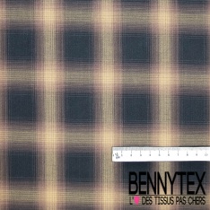 Coton fin tissé teint imprimé carreau fondu orange vif rose crème chocolat