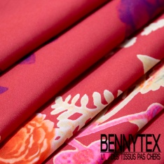 Satin polyester recyclé lourd imprimé floral fondu