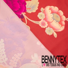 Satin polyester recyclé lourd imprimé floral fondu