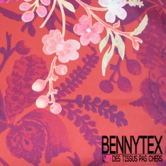 Satin polyester recyclé lourd imprimé floral fondu