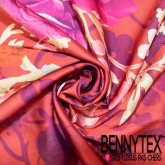 Satin polyester recyclé lourd imprimé floral fondu
