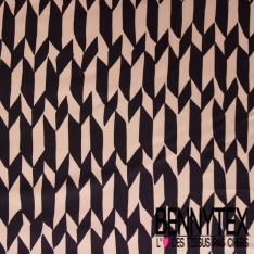 Fibranne viscose satinée imprimé floral japonisant fond sable pastel