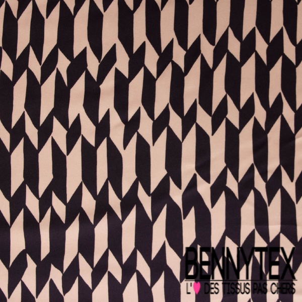 Fibranne viscose satinée imprimé floral japonisant fond sable pastel