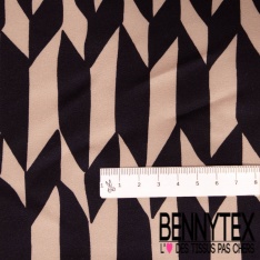 Fibranne viscose satinée imprimé floral japonisant fond sable pastel