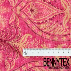 Voile de coton élasthanne digital imprimé bandana ton bleu charron marine blanc discret