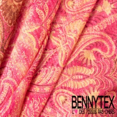 Voile de coton élasthanne digital imprimé bandana ton bleu charron marine blanc discret