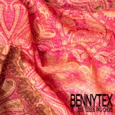 Voile de coton élasthanne digital imprimé bandana ton bleu charron marine blanc discret