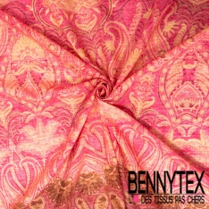 Voile de coton élasthanne digital imprimé bandana ton bleu charron marine blanc discret