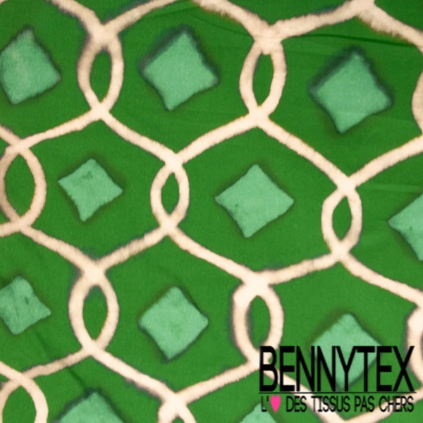 Voile de coton digital imprimé africain abstrait gazon blanc cassé