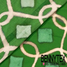 Voile de coton digital imprimé indien ton grenadine canelle rose