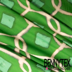 Voile de coton digital imprimé indien ton grenadine canelle rose