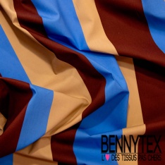 Popeline coton élasthanne motif abstrait palmier ton orange mandarin