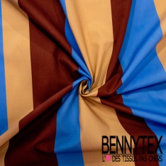 Popeline coton élasthanne motif abstrait palmier ton orange mandarin