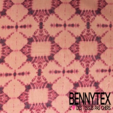 Gaze viscose imprimé grand motif baroque ton pastel jaune vert d'eau gris blanc discret