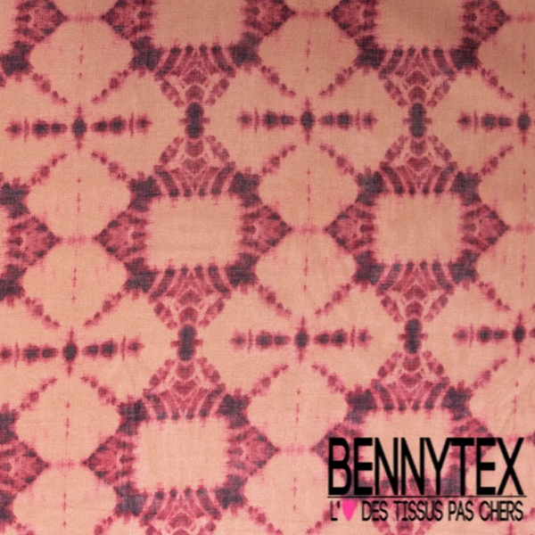 Gaze viscose imprimé grand motif baroque ton pastel jaune vert d'eau gris blanc discret