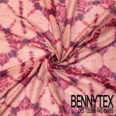 Gaze viscose imprimé grand motif baroque ton pastel jaune vert d'eau gris blanc discret