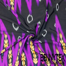 Coupon 3m Crêpe viscose double base imprimé cachemire noir fond crème