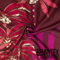 Panneau Fibranne viscose imprimé floral noir naïf fond crème