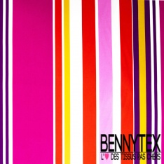 Popeline coton élasthanne digital motif grosse rayure chocolat bleu allégé beige