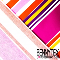 Popeline coton élasthanne digital motif grosse rayure chocolat bleu allégé beige