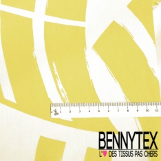 Voile de coton digital imprimé africain abstrait gazon blanc cassé