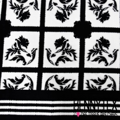 Voile de coton digital imprimé grande feuille tropicale stylisée moutarde fond blanc discret