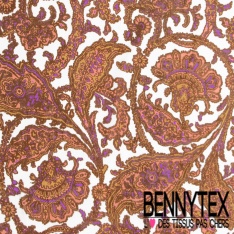 Voile de coton digital imprimé quadrillage abstrait incas tropicale orchidée rose