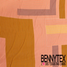 Crêpe viscose digital motif peau de bête noir fond crème